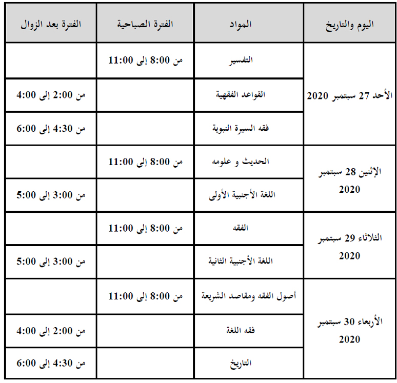 امتحانات شهادة العالمية في التعليم العتيق الاستدراكية امتحانات شهادة العالمية في التعليم العتيق الاستدراكية