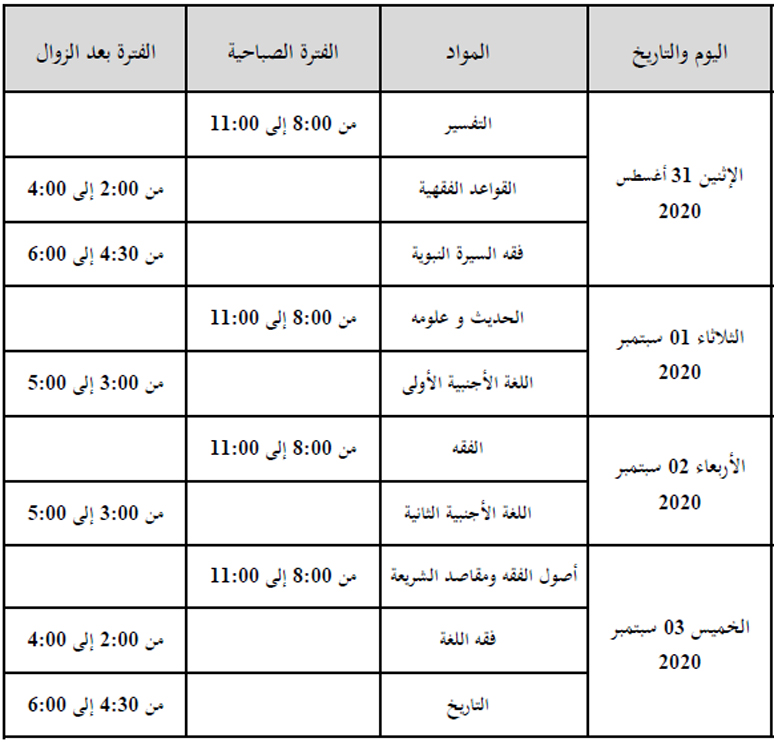 امتحانات شهادة العالمية في التعليم العتيق امتحانات شهادة العالمية في التعليم العتيق