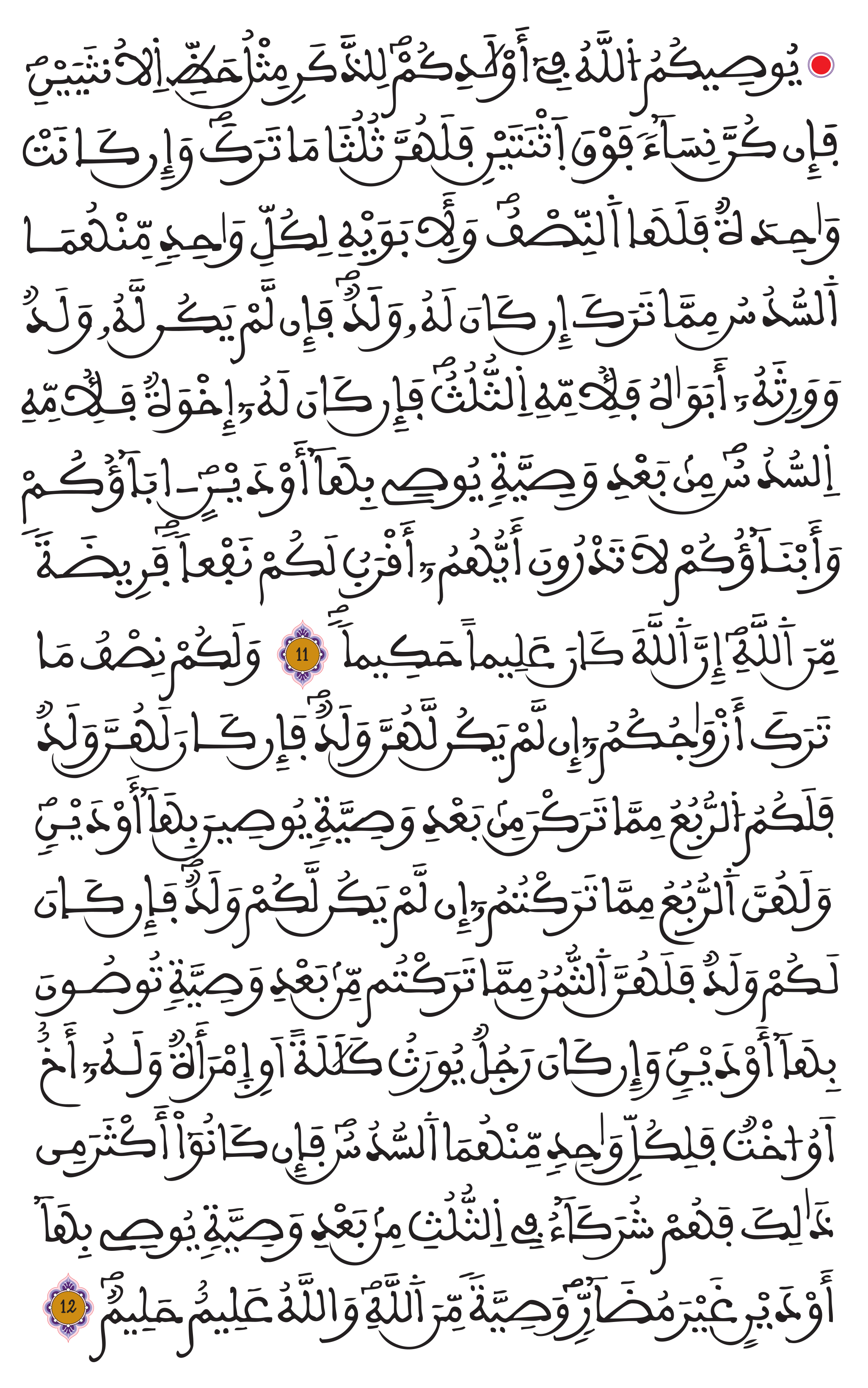 النساء الآيتين 11 و12