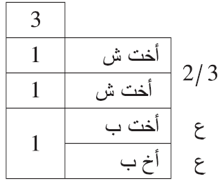 مثال تعصيب الأخ للأب للأخت للأب: