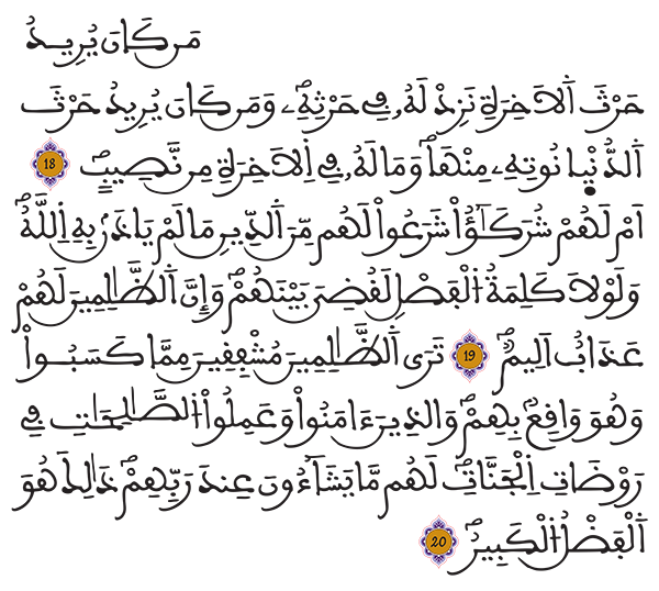 الشورى الآيات 18 -20
