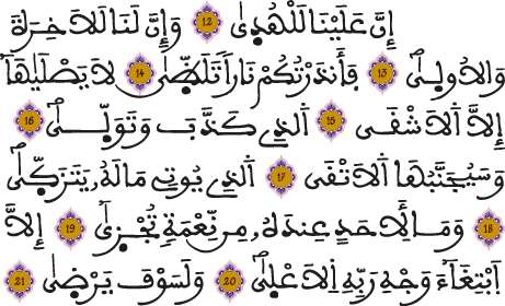 الليل الآيات 12 إلى 21