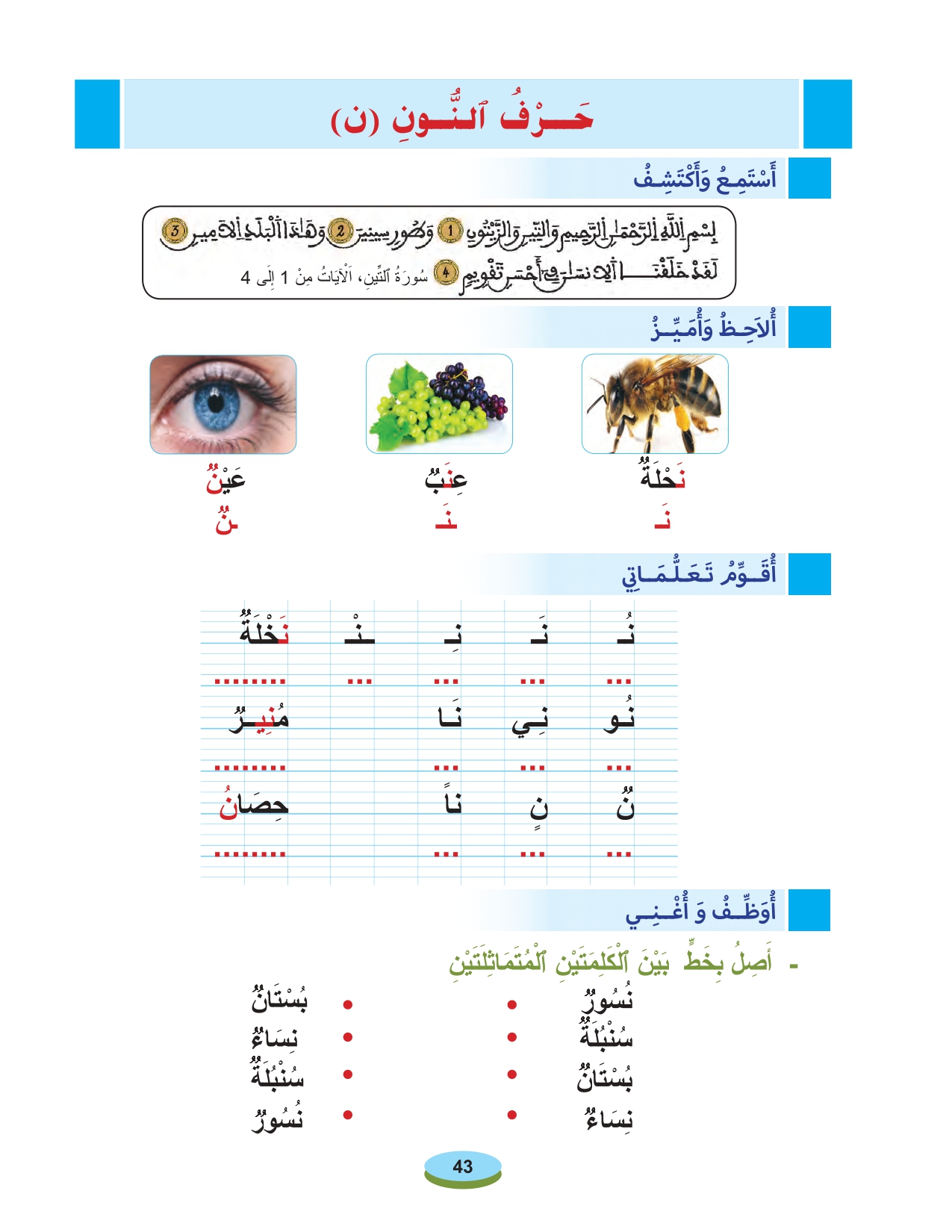 أقرأ وأتعلم:  مادة القراءة والكتابة حرف النون المستوى الأول الحلقة 114