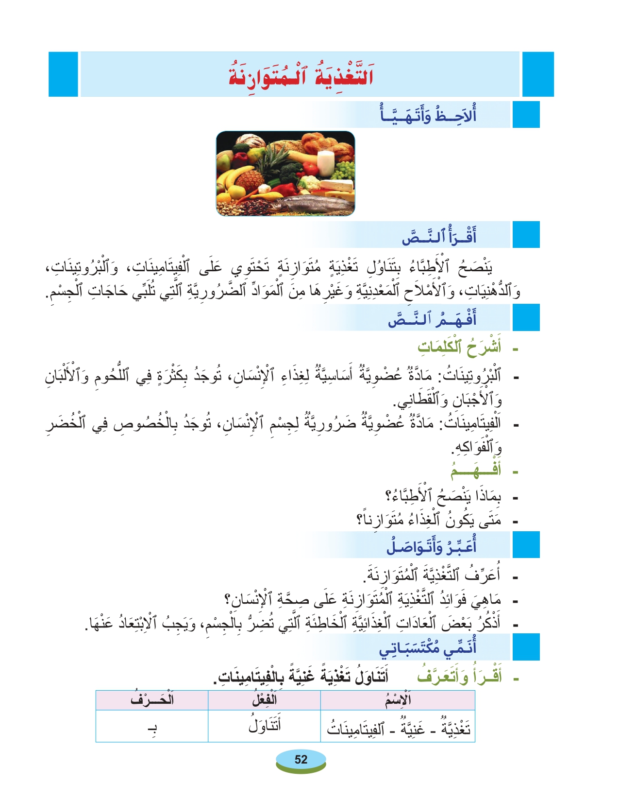 أقرأ وأتعلم : القراءة والكتابة التغذية المتوازنة المستوى الأول الحلقة 141