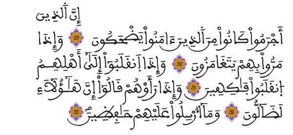 [ المطففين:29 - 33]