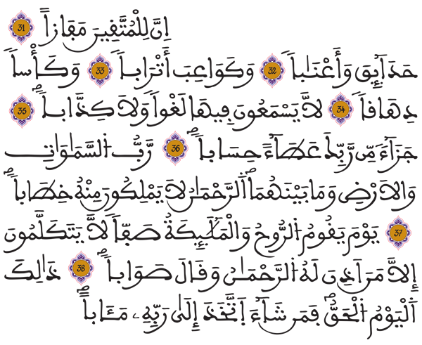 [النبأ:31-39]
