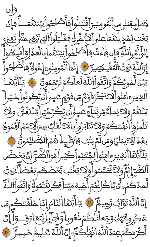 [الحجرات: 9 - 13]