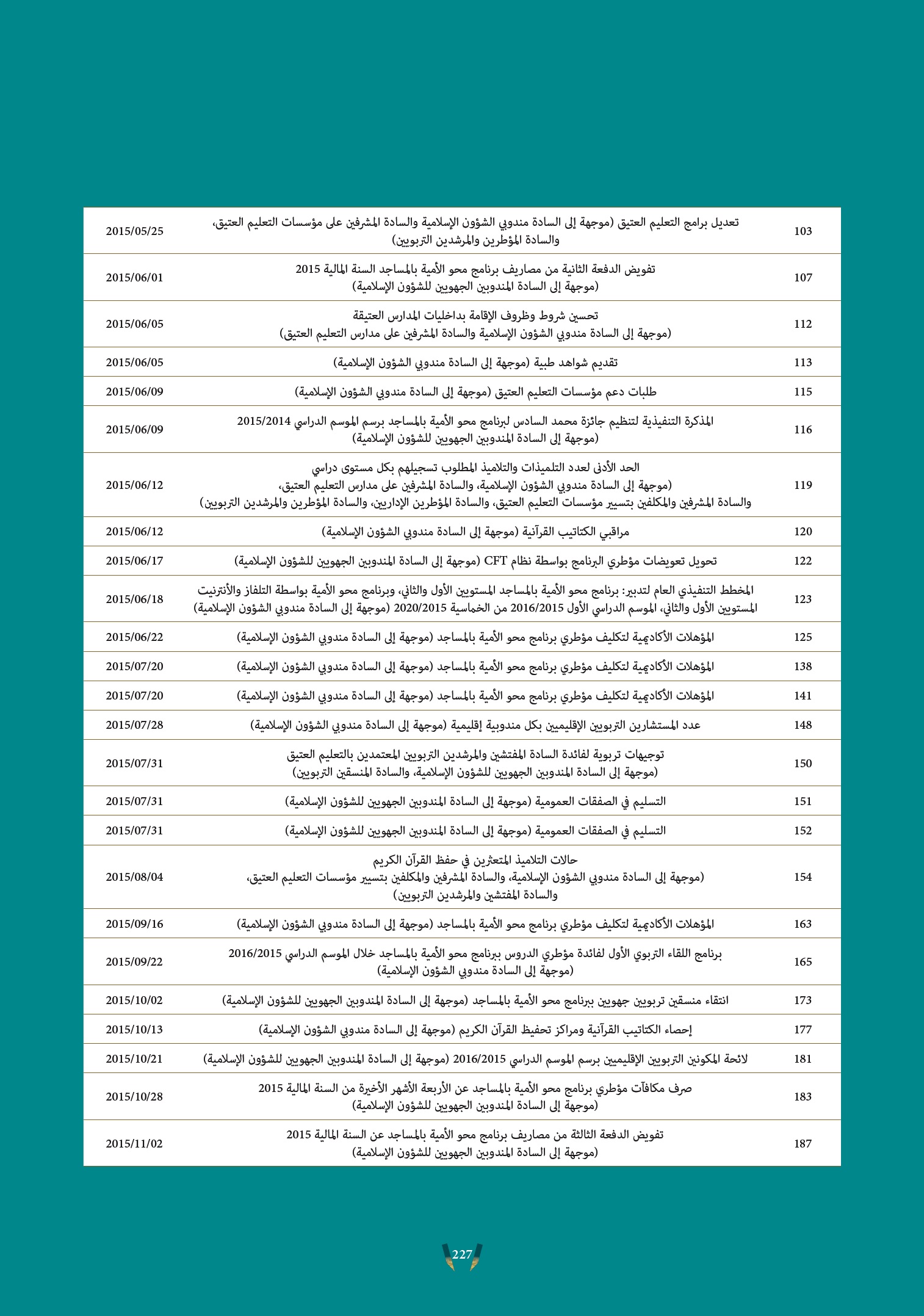 modakirat enseignement traditionnel 2015 2