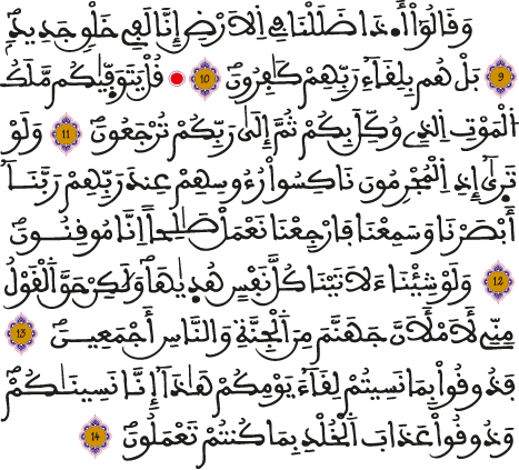 السجدة 9 14