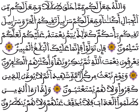 النحل 81 85