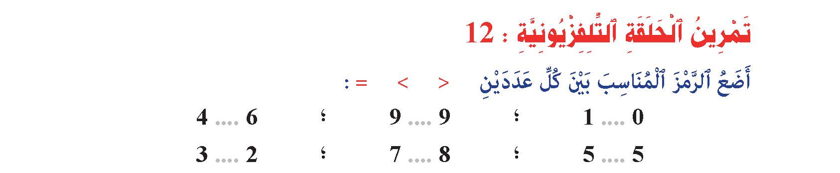 استعمال الرموز <    >     =