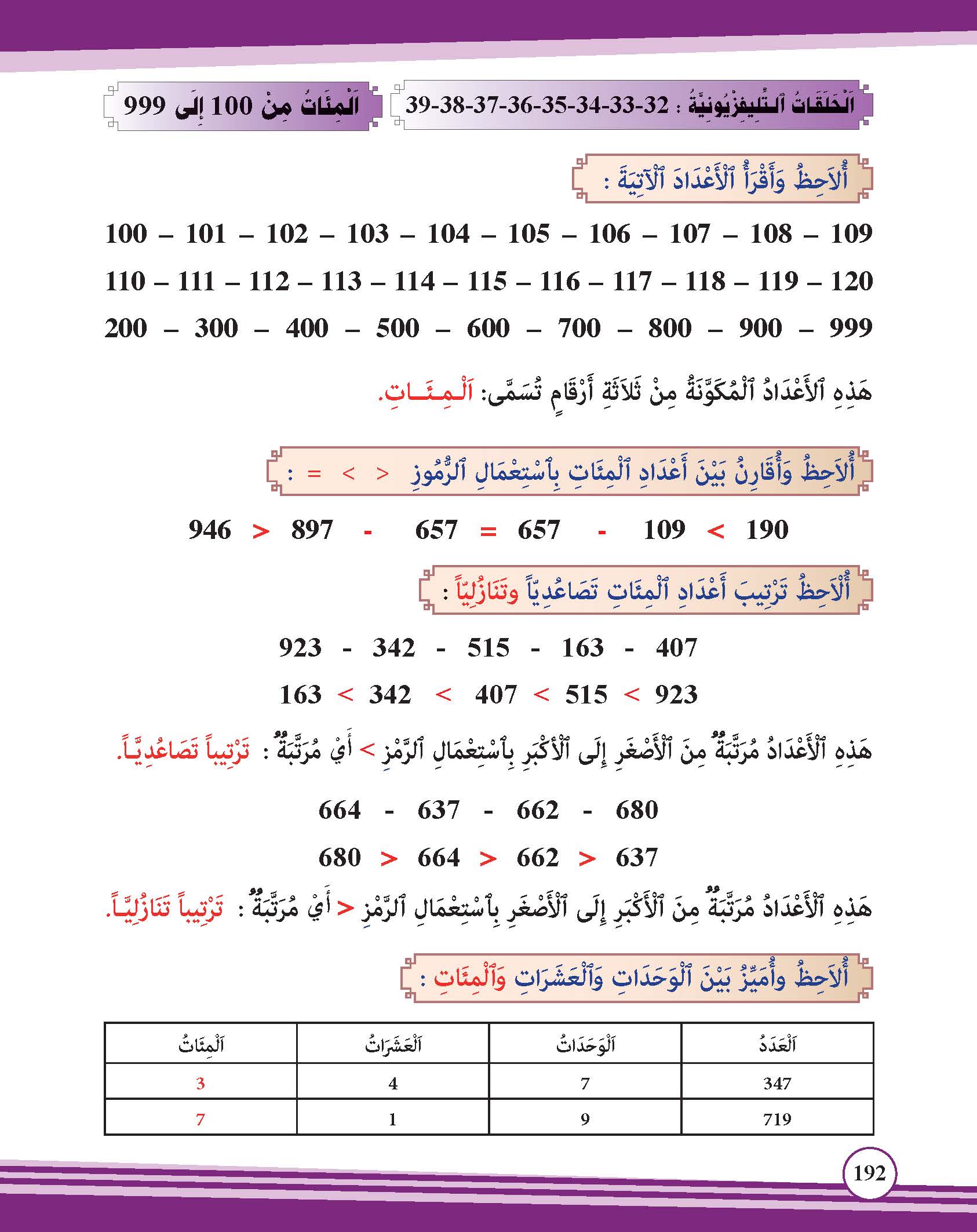 المئات من 100 إلى 999
