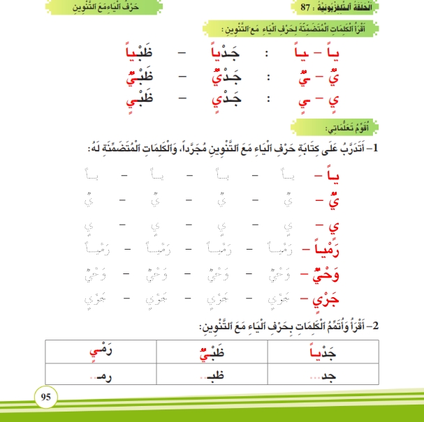 حرف الياء مع التنوين