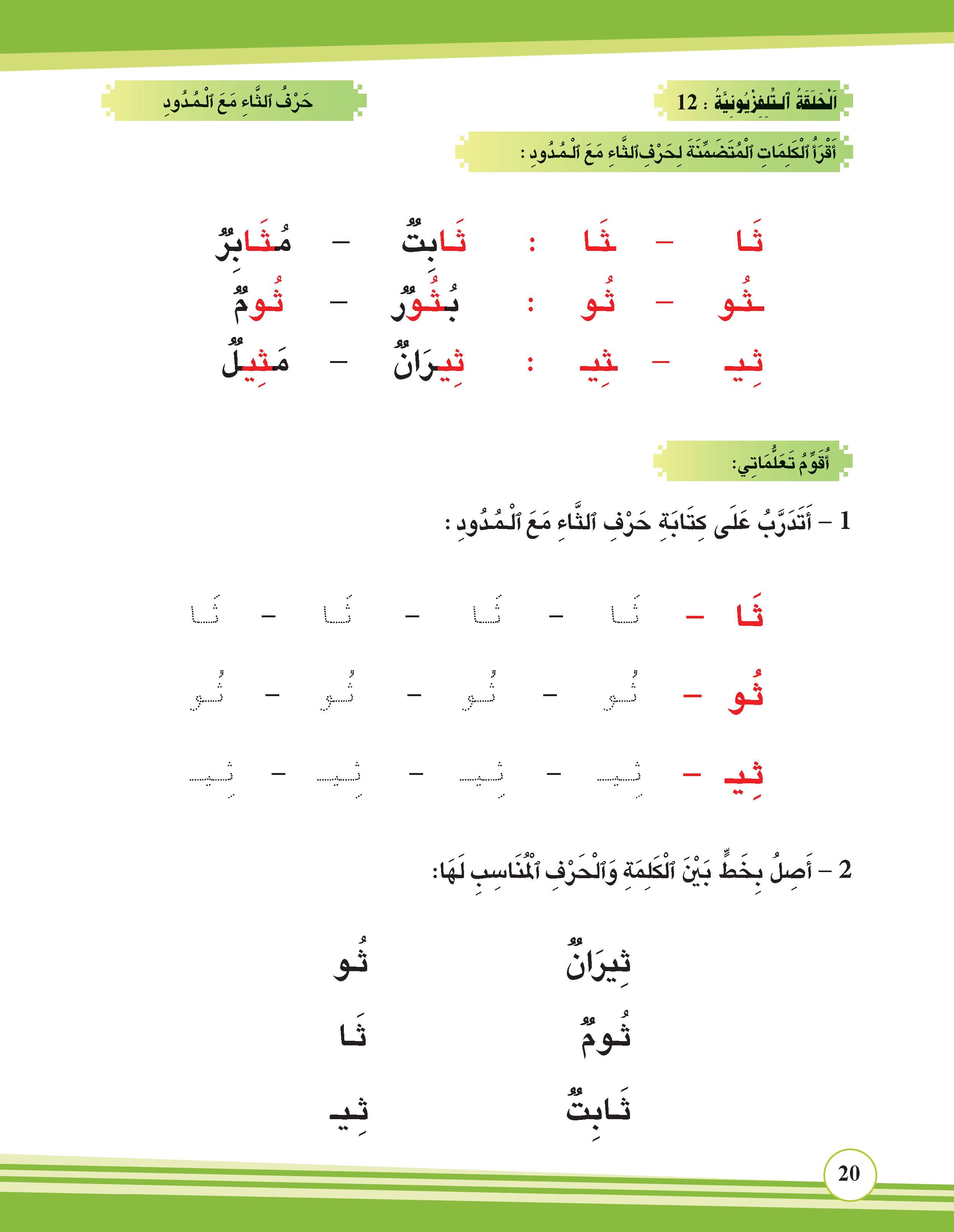 حرف الثاء مع المدود