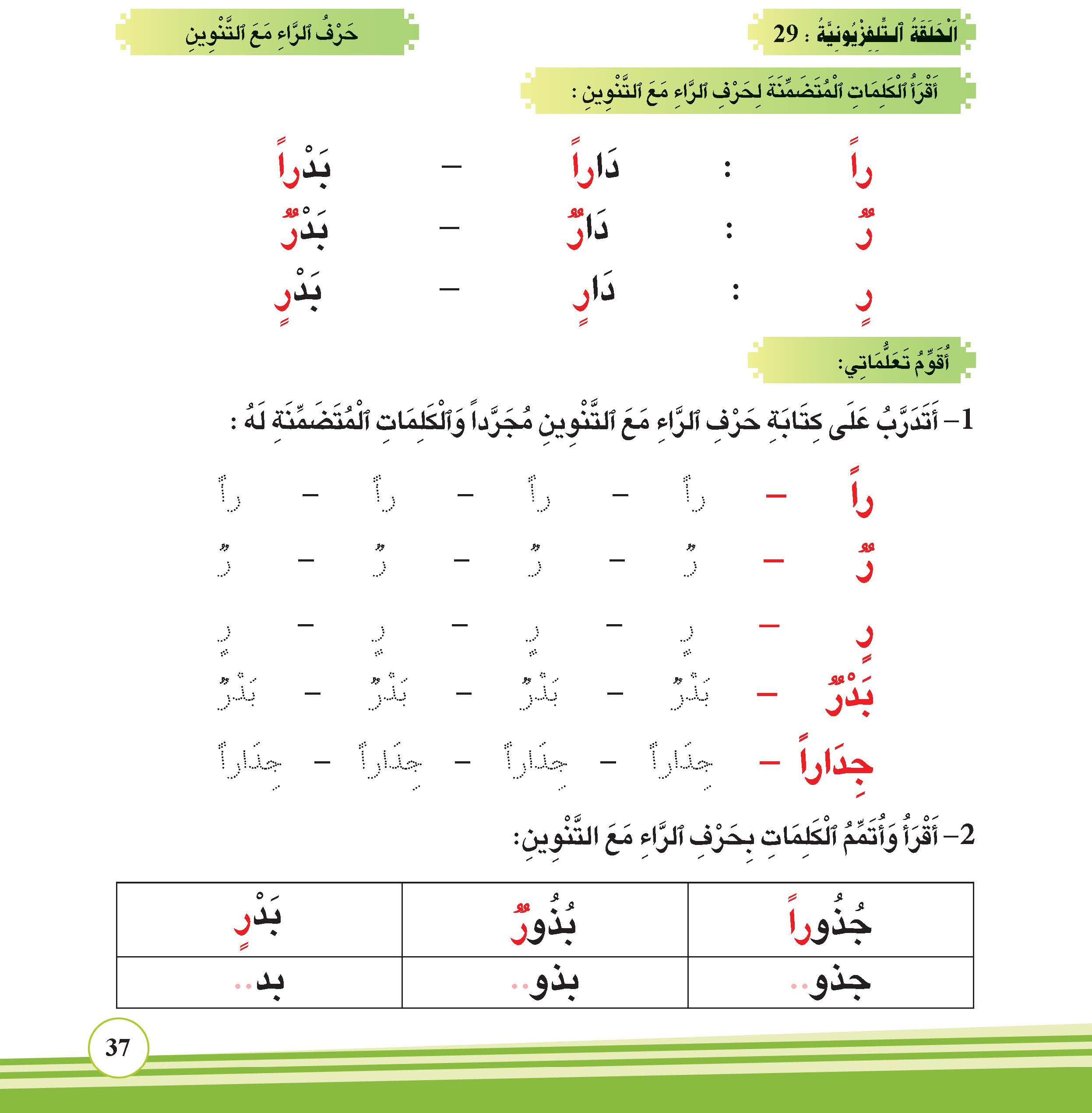 حرف الراء مع التنوين