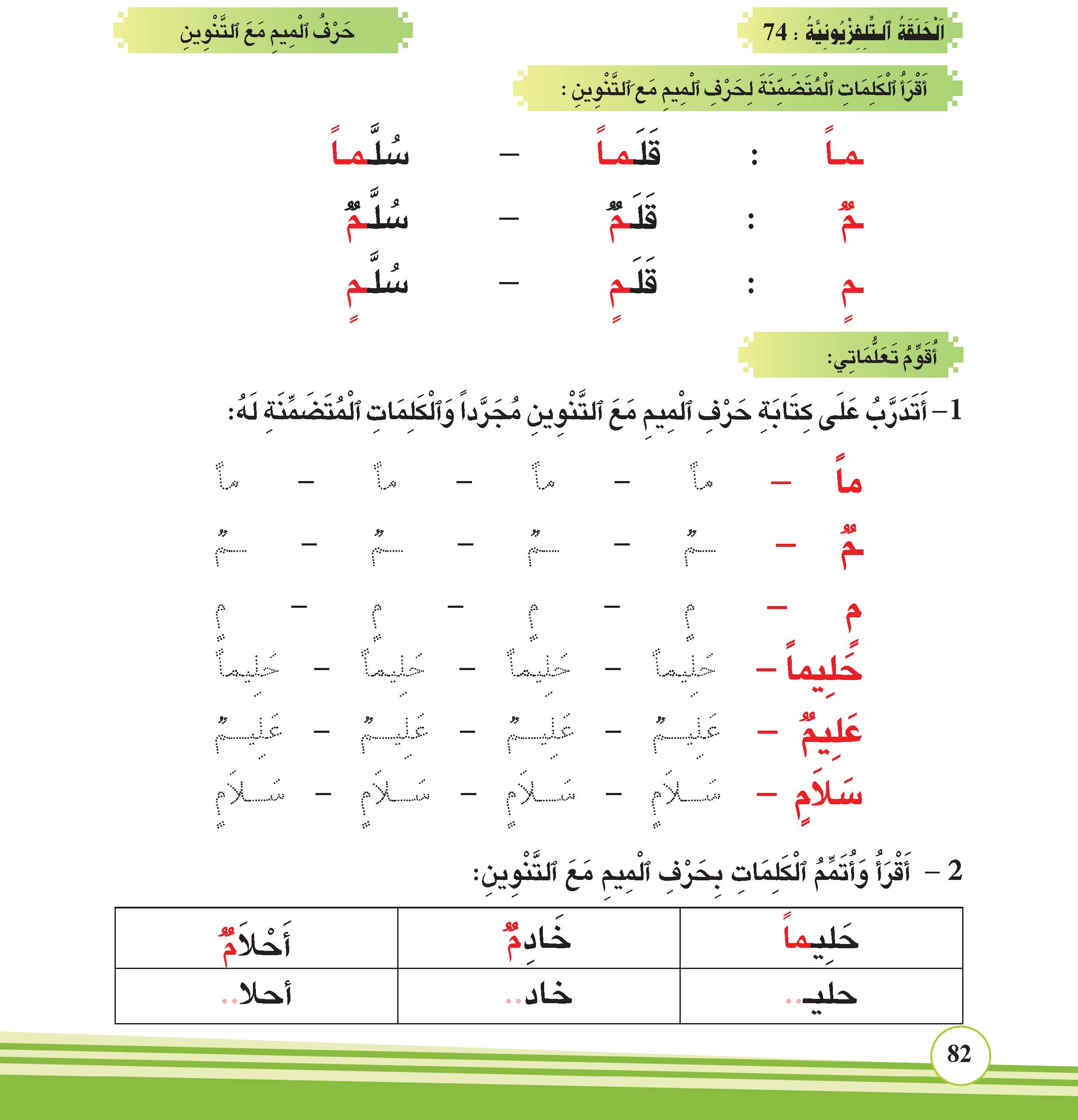 حرف الميم مع التنوين