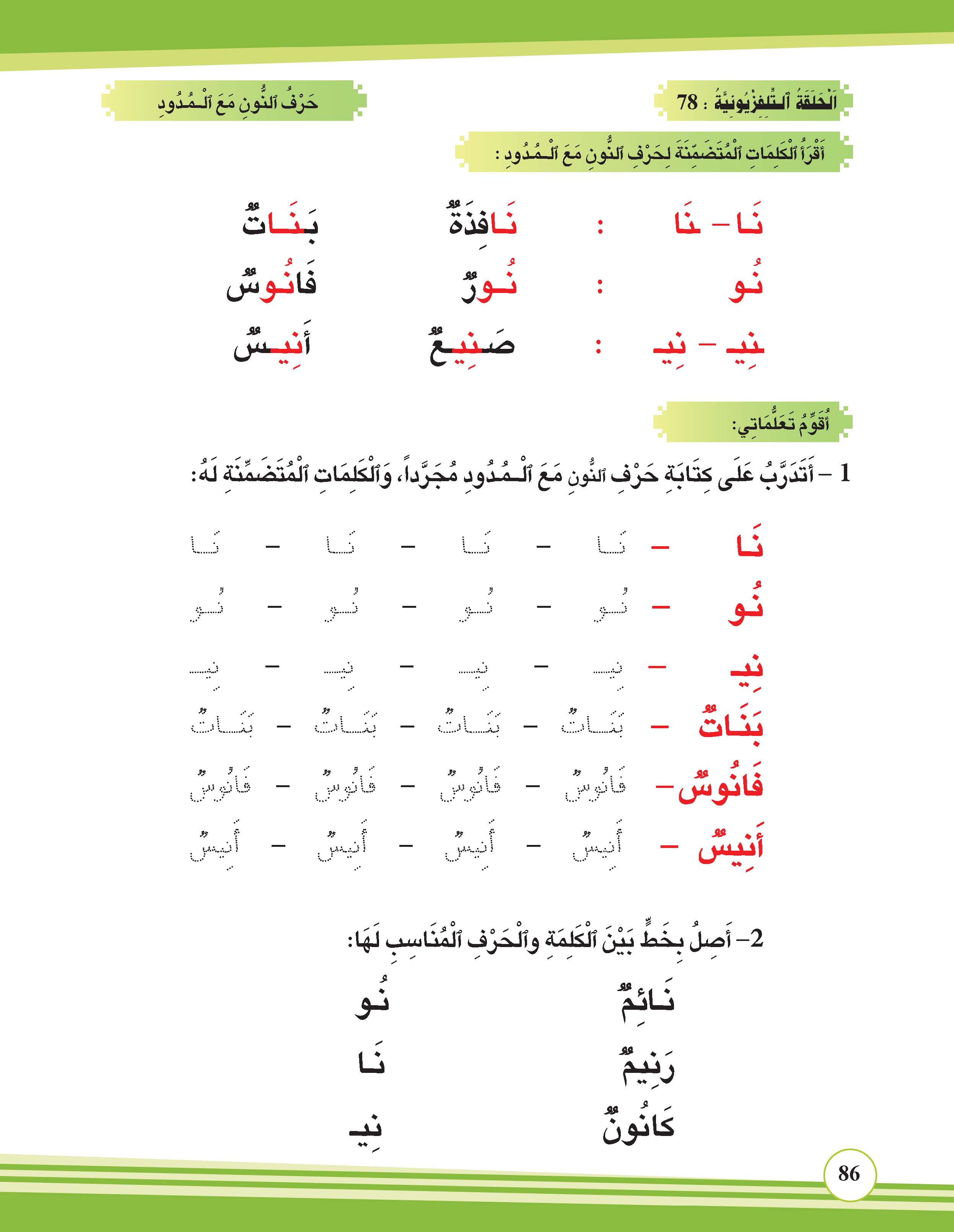 حرف النون مع المدود