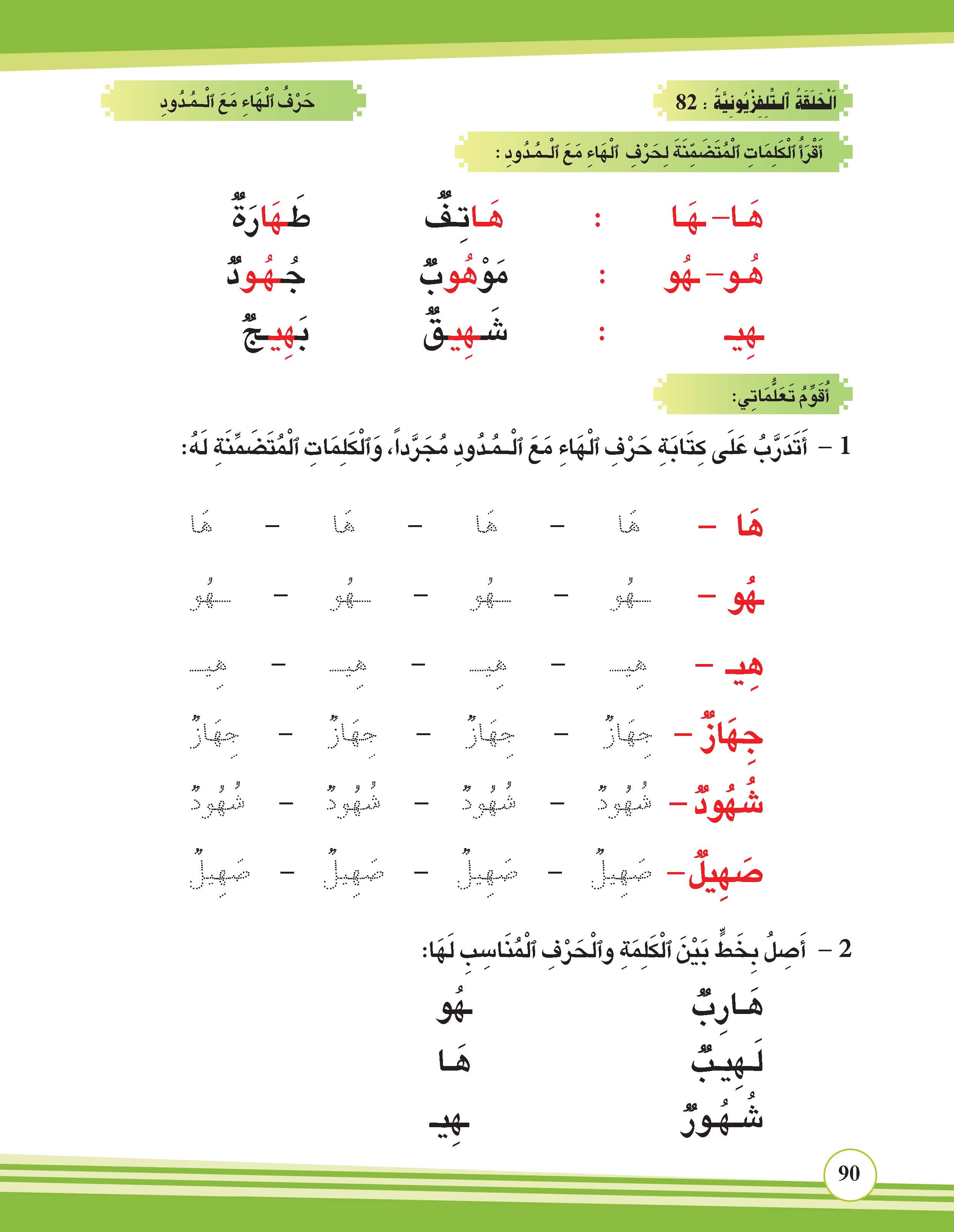 حرف الهاء مع المدود