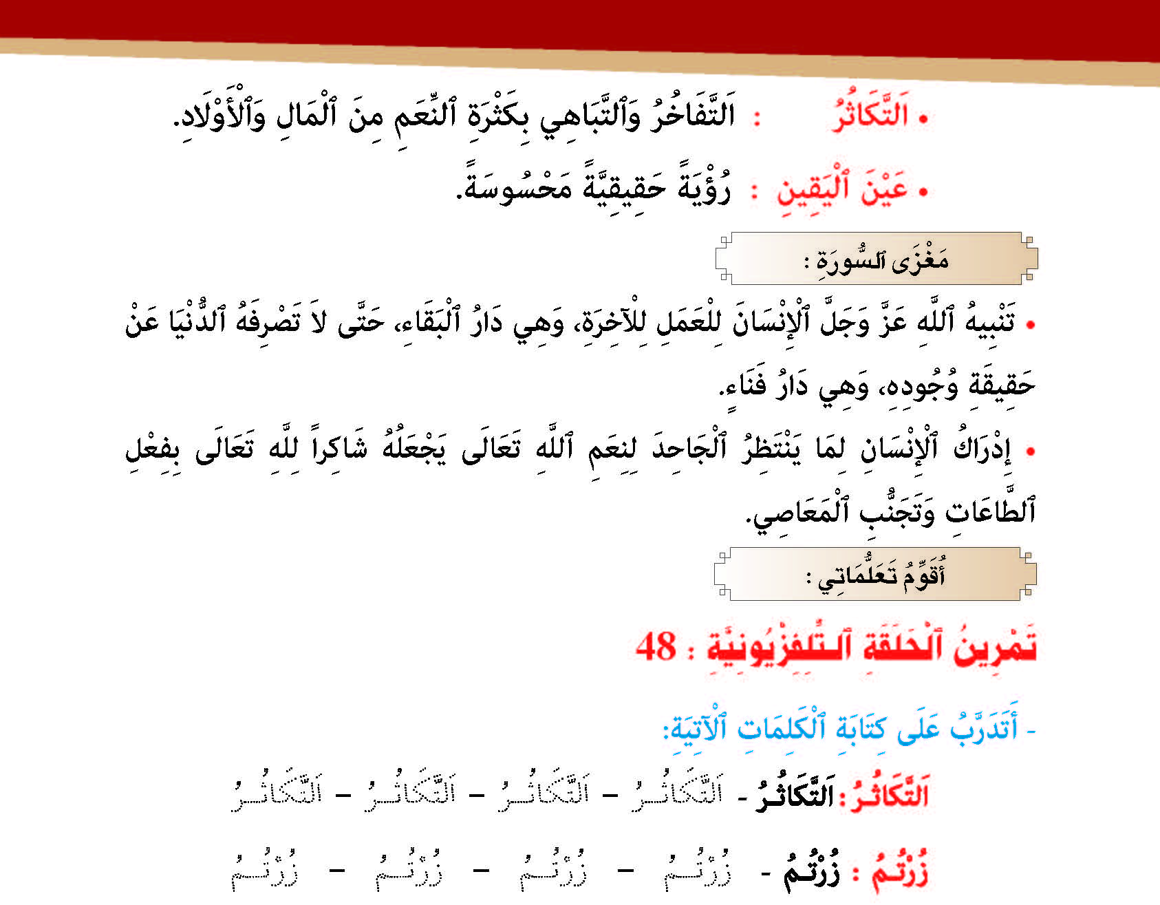 سورة التكاثر وآياتها: 8